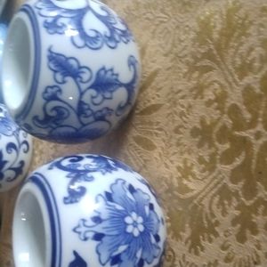 Bombay blue and white  candlesticks